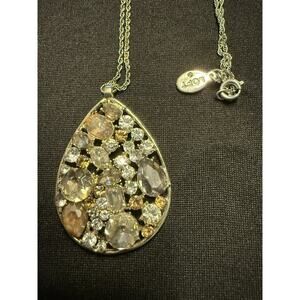 Loft Gold Tone Crystal Pendant Necklace #505 A